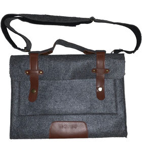 MOSISO Laptop Bag, Gray, Brown, Felt, shoulder strap, buckles